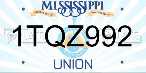 1TQZ992 Mississippi License Plate