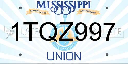 1TQZ997 Mississippi License Plate