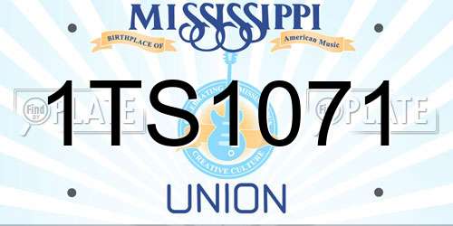 1TS1071 Mississippi License Plate