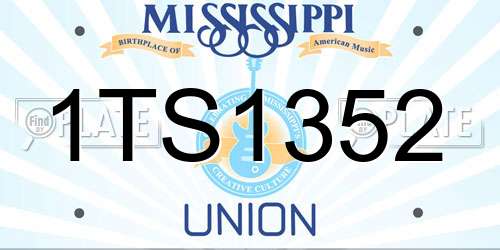 1TS1352 Mississippi License Plate