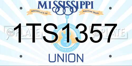 1TS1357 Mississippi License Plate
