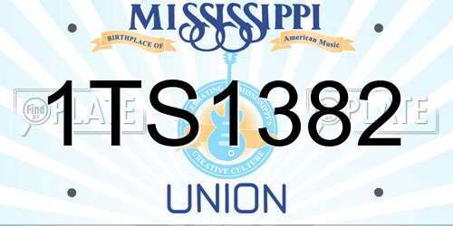 1TS1382 Mississippi License Plate