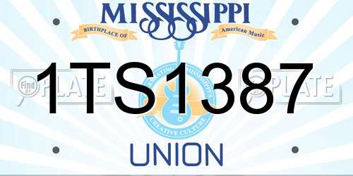 1TS1387 Mississippi License Plate