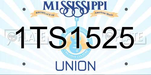 1TS1525 Mississippi License Plate