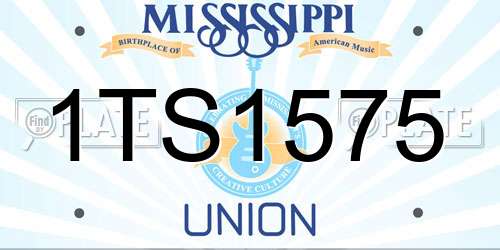 1TS1575 Mississippi License Plate
