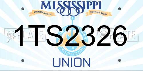 1TS2326 Mississippi License Plate