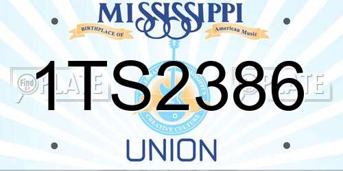 1TS2386 Mississippi License Plate