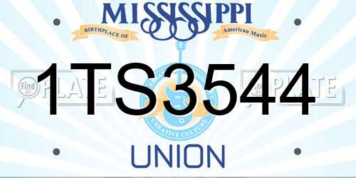 1TS3544 Mississippi License Plate