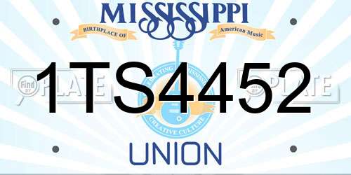 1TS4452 Mississippi License Plate