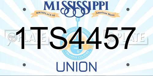 1TS4457 Mississippi License Plate