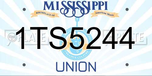 1TS5244 Mississippi License Plate
