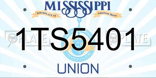 1TS5401 Mississippi License Plate