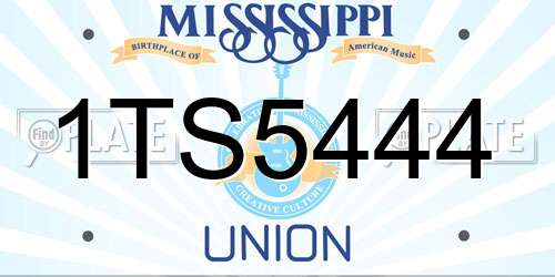 1TS5444 Mississippi License Plate