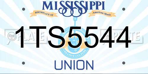 1TS5544 Mississippi License Plate