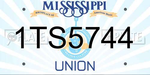 1TS5744 Mississippi License Plate