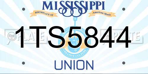 1TS5844 Mississippi License Plate