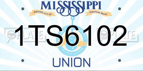 1TS6102 Mississippi License Plate