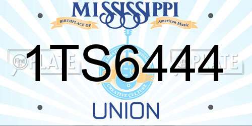 1TS6444 Mississippi License Plate