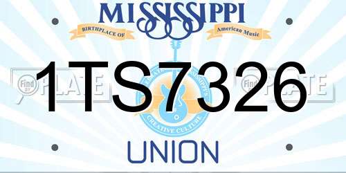 1TS7326 Mississippi License Plate