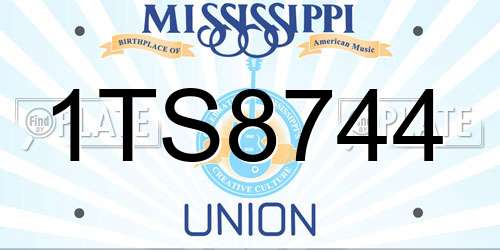 1TS8744 Mississippi License Plate