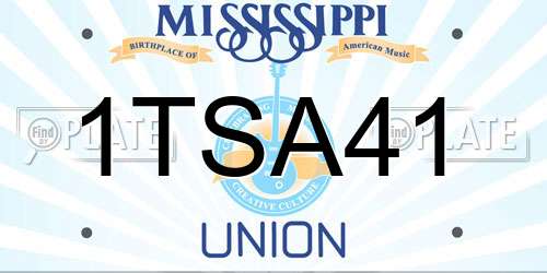 1TSA41 Mississippi License Plate