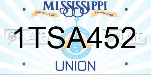 1TSA452 Mississippi License Plate