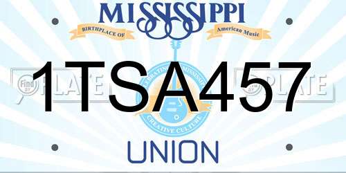 1TSA457 Mississippi License Plate