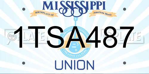 1TSA487 Mississippi License Plate