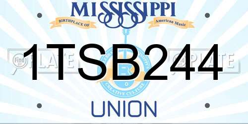 1TSB244 Mississippi License Plate