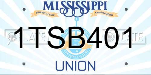 1TSB401 Mississippi License Plate