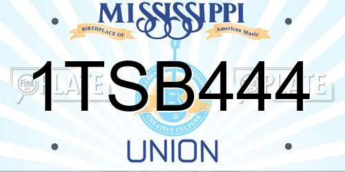 1TSB444 Mississippi License Plate