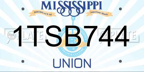 1TSB744 Mississippi License Plate