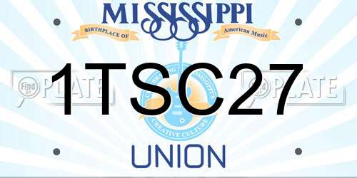1TSC27 Mississippi License Plate