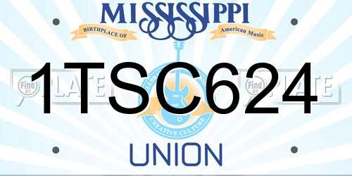 1TSC624 Mississippi License Plate