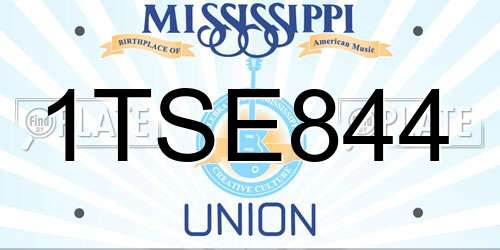 1TSE844 Mississippi License Plate