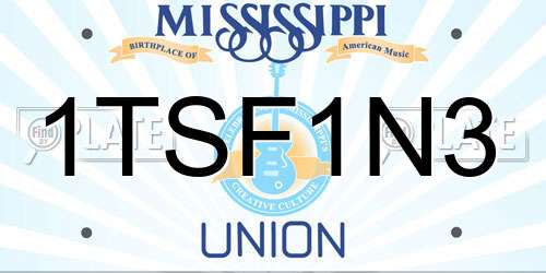 1TSF1N3 Mississippi License Plate