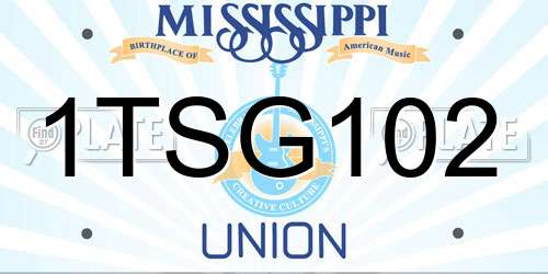 1TSG102 Mississippi License Plate