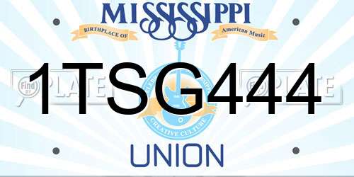 1TSG444 Mississippi License Plate