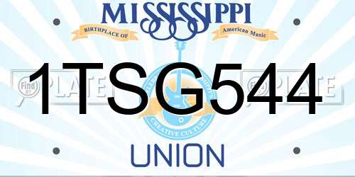 1TSG544 Mississippi License Plate