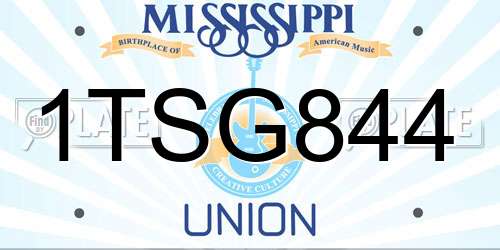 1TSG844 Mississippi License Plate