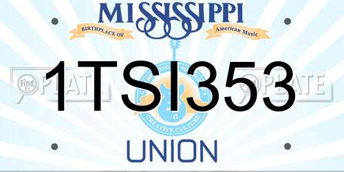 1TSI353 Mississippi License Plate