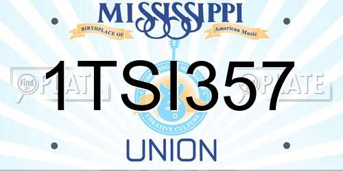1TSI357 Mississippi License Plate