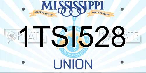 1TSI528 Mississippi License Plate