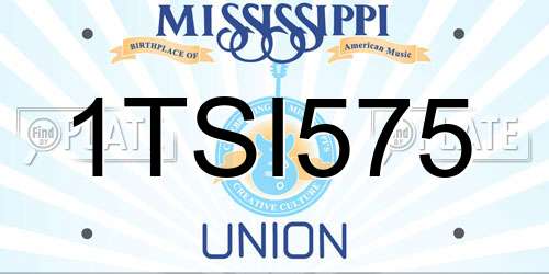 1TSI575 Mississippi License Plate