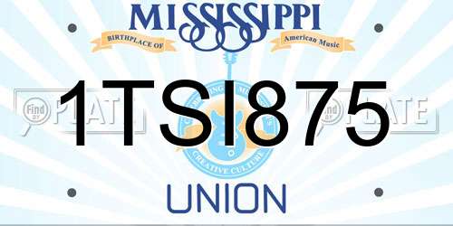 1TSI875 Mississippi License Plate
