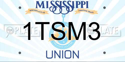1TSM3 Mississippi License Plate