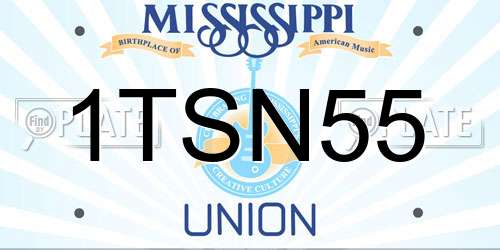 1TSN55 Mississippi License Plate