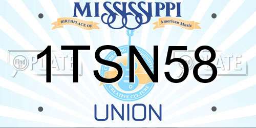 1TSN58 Mississippi License Plate