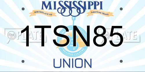1TSN85 Mississippi License Plate