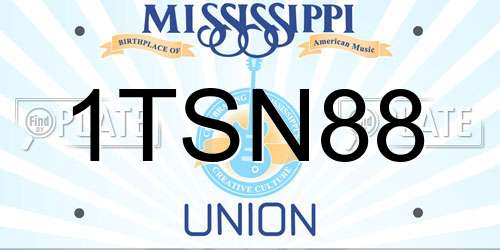 1TSN88 Mississippi License Plate